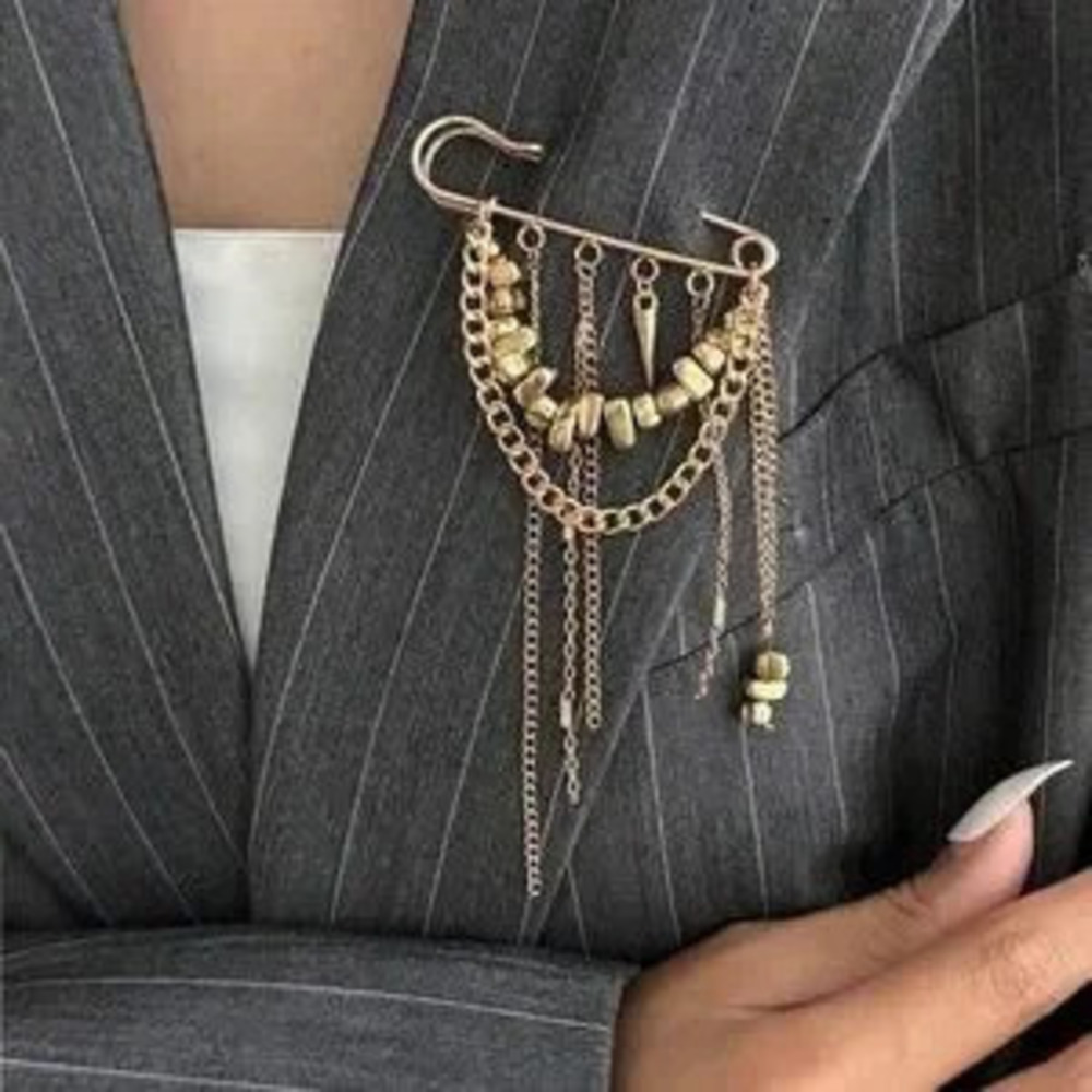 Anthropologie Gold Chain Brooch